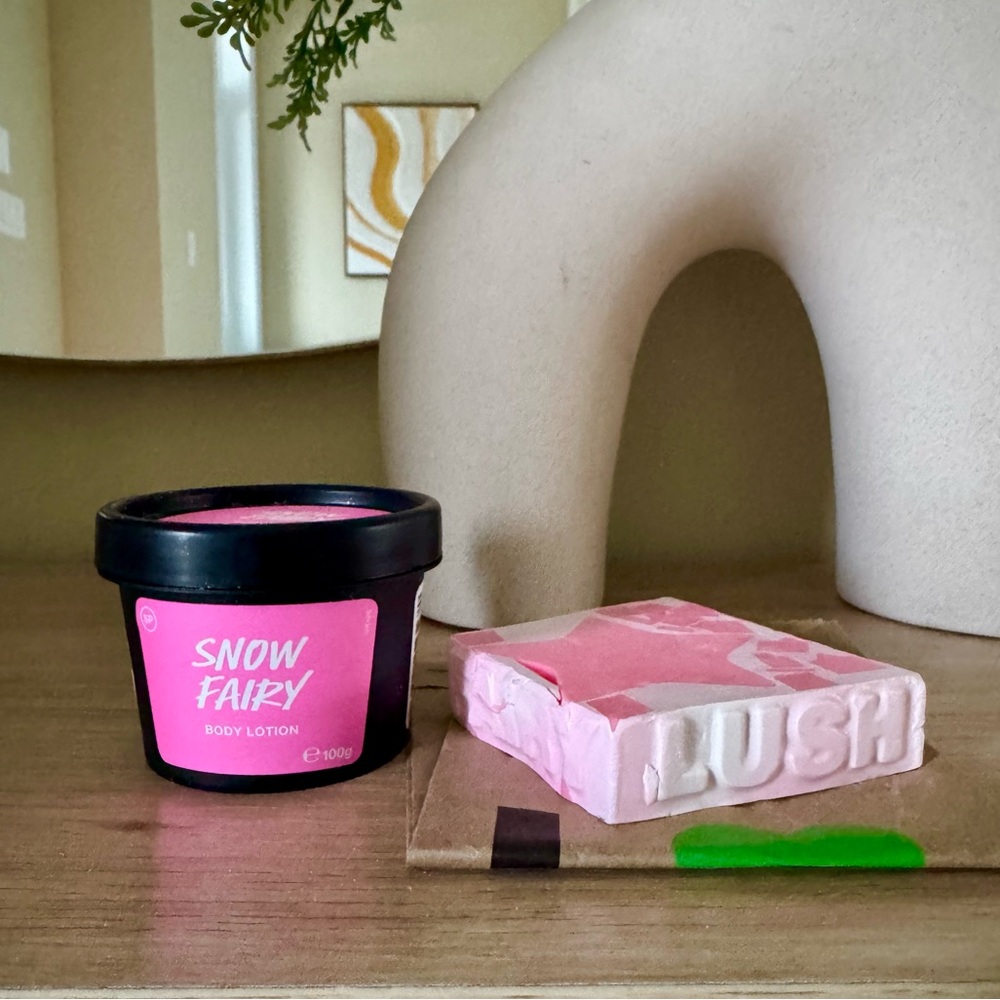 Lush snow fairy body lotion and snow fairy soap
